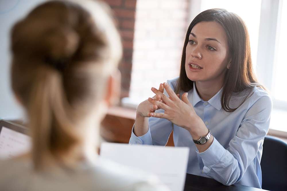 Woman in conversation